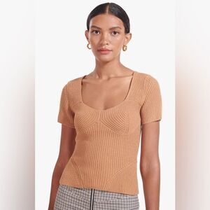 Staud Buxton Corset Ribbed Style Beige Rayon Blend Size Small